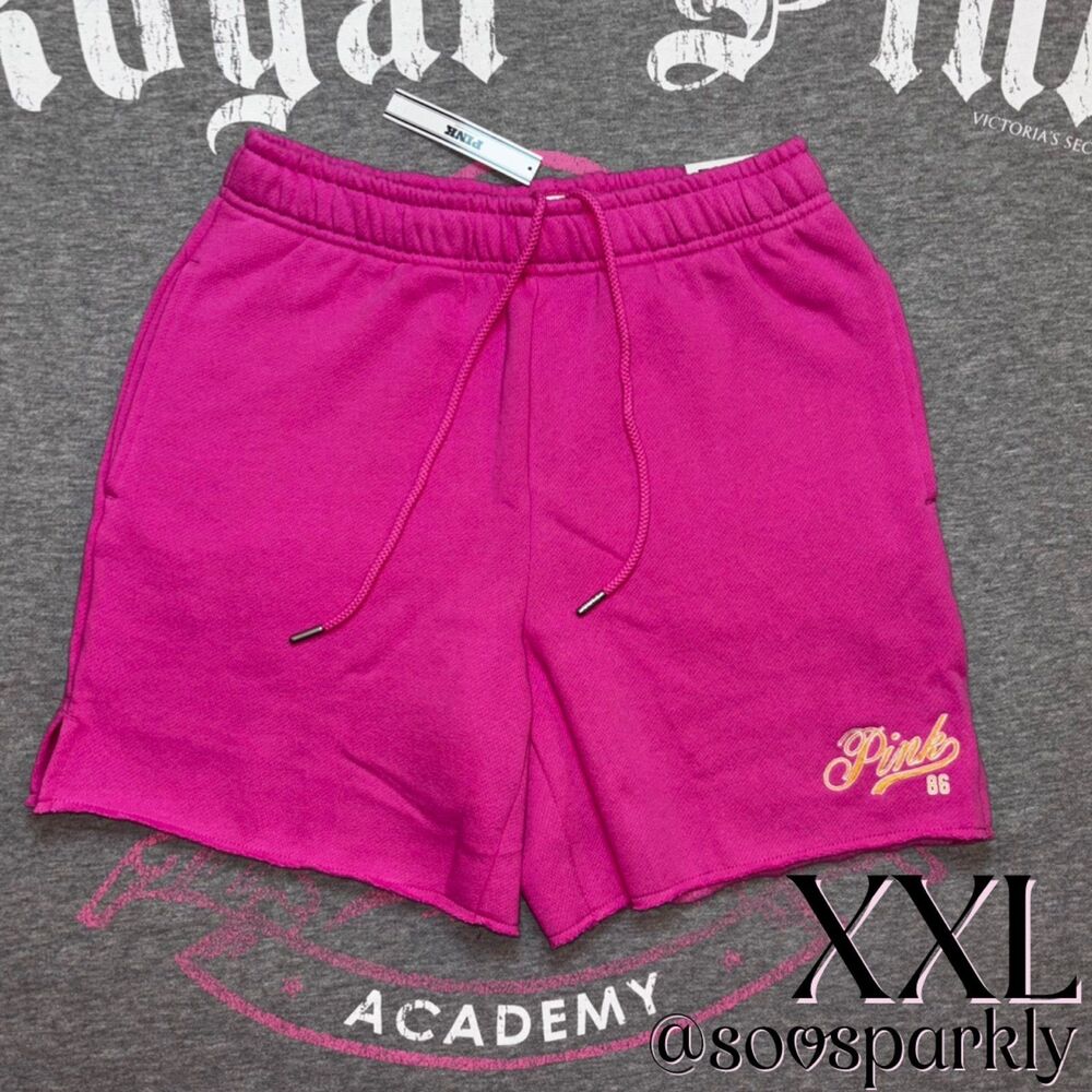 NWT Victoria’s Secret PINK Pink Love Pink Classics 1986 Logo Fleece Shorts
